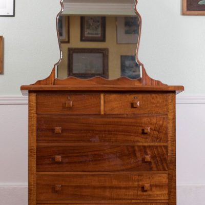 Vintage-curly-koa-bedroom-set-dresser-with-mirror-chest-of-drawers