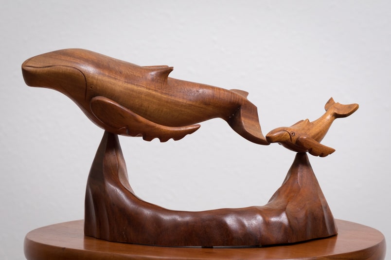 Koa Carving of Mother and Baby Humpback Whales - Bryan Booth Fine ...